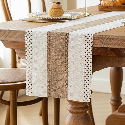 Miniatura 10 de FEXIA - Camino de mesa bohemio para decoración del hogar de Navidad con borlas, 72 pulgadas de largo, camino de mesa rústico de macramé (12 x 72