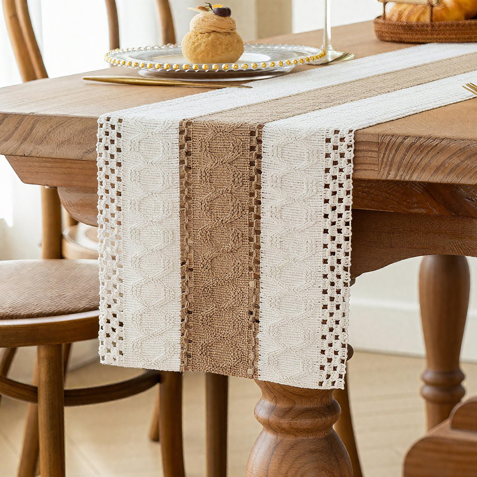 Photo 1 of FEXIA Boho Table Runner for Fall Home Decor 12x90 Farmhouse Woven Runner