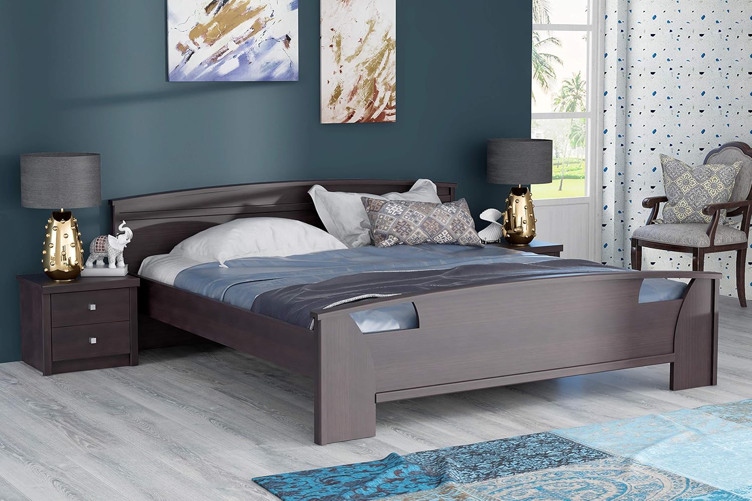 Zuari Vogue King Size Engineered Wood Bed (MDF Imperial Teak) Amazon.in Home & Kitchen