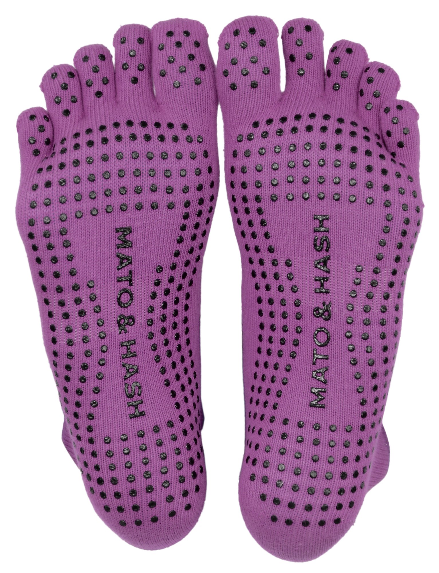 Mato &amp; Hash 5-Toe Exercise Barefoot Feel Yoga Socks With Full Grip