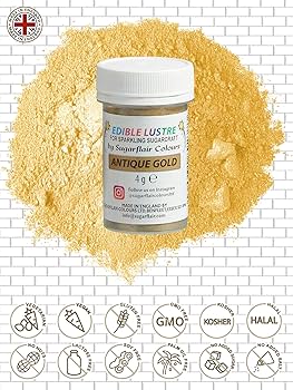 Sugarflair Gold Sparkle Edible Lustre Dust - 2g | Enhance Cakes And Decorations With Lustrous Shine, Edible Paint With Rejuvenator For Eye-catching Results | Buy Now With Express International Delivery