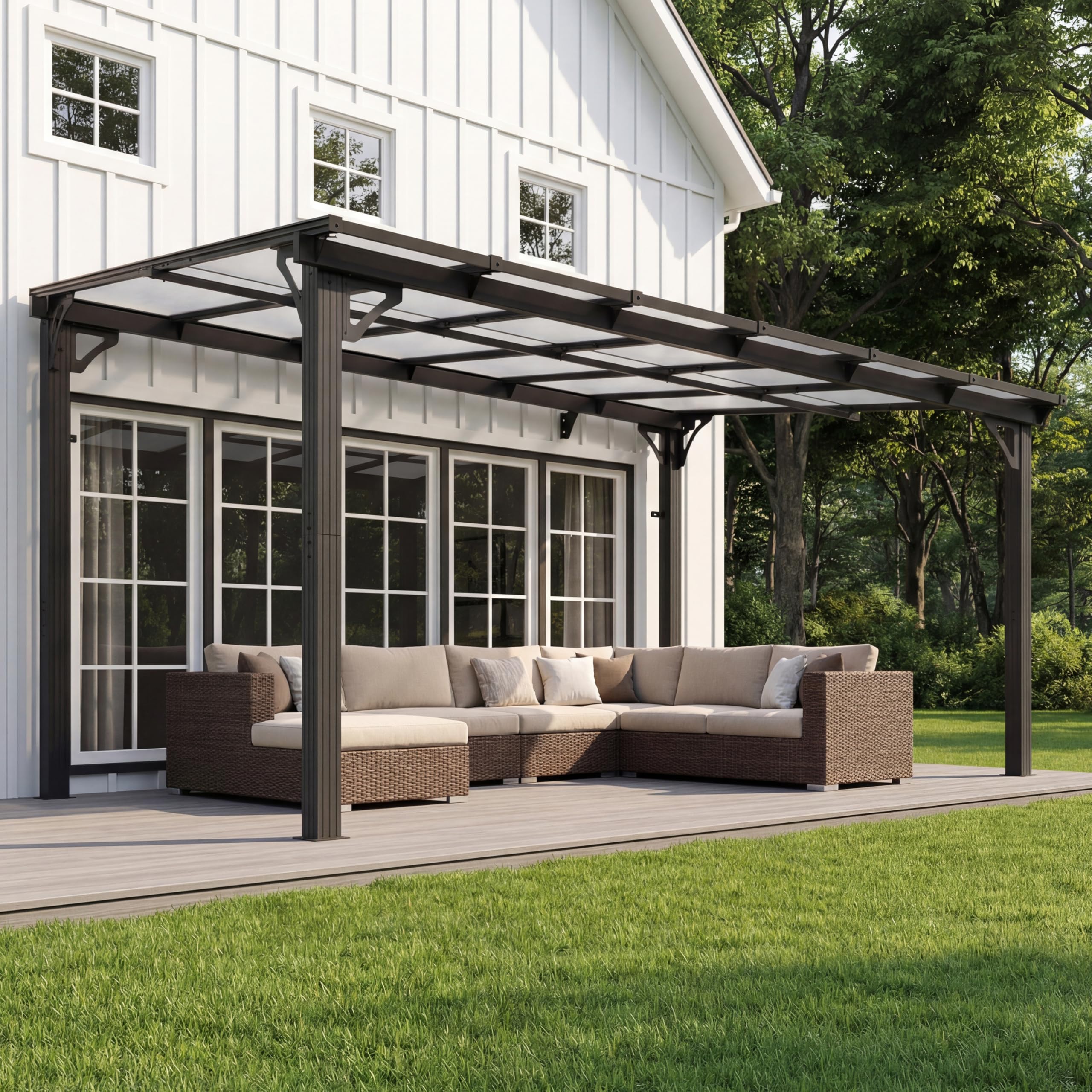 AirWire 10x12 FT Wall-Mounted Gazebo installed on a patio