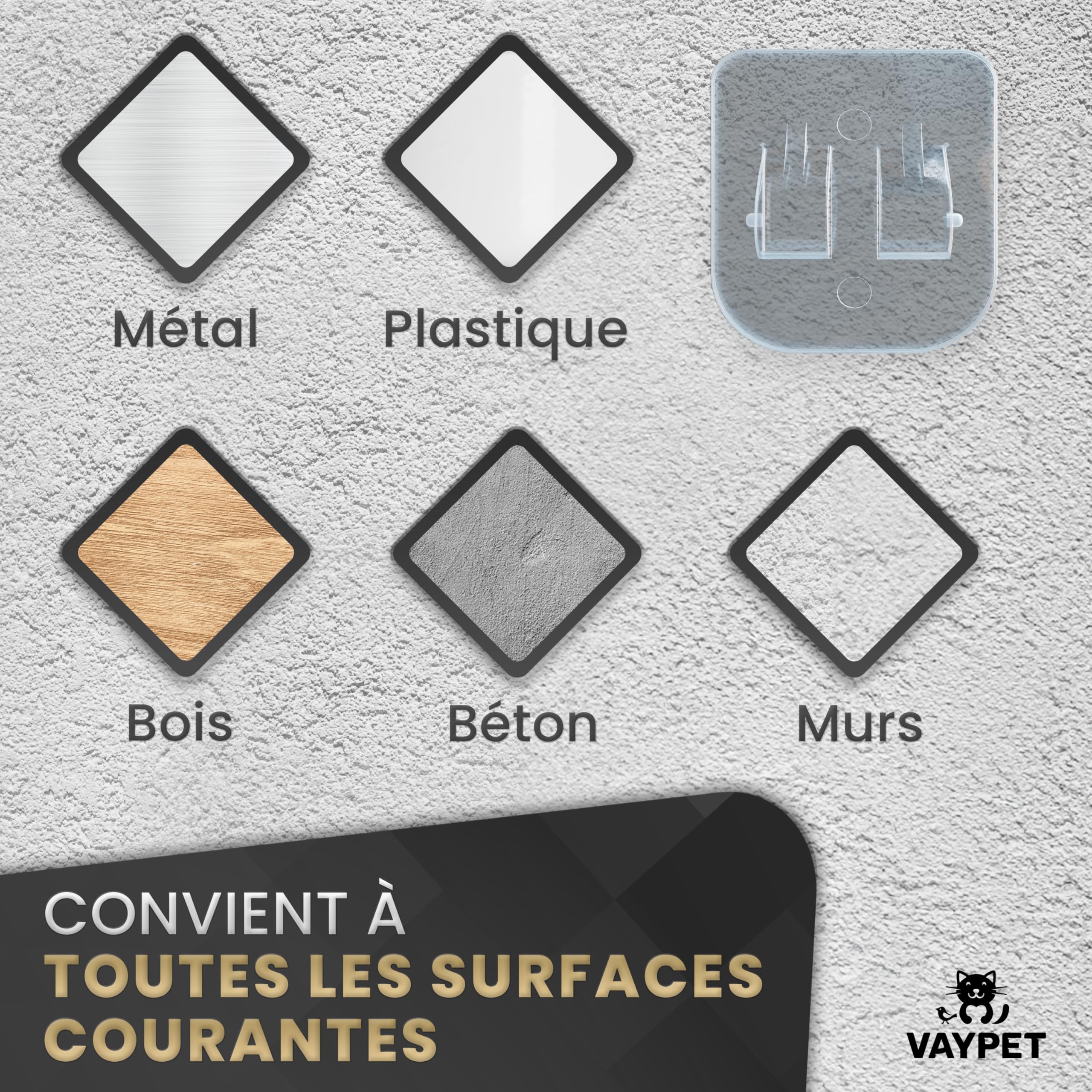 VAYPET® 100 Crochets Filet Chat & Colle Silicone [60ml] - Fixation & Attache Filet Chat Balcon sans Perçage | Crochet Adhésif Extérieur Transparent | Idéal sur Béton, Crépi & pour Fenêtre