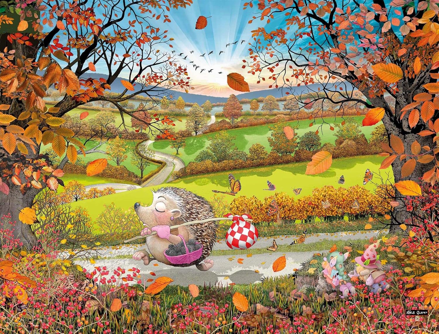 1000 Piece Jigsaw Puzzle - Pricilla Prickle Hedgehog -for Adults - by Mike Jupp Cartoon Puzzles - Size 26 inch X 20 inch