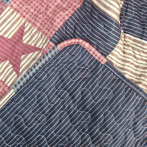 Miniatura 8 de Virah Bella Juego de ropa de cama de 3 piezas tamaño King, color rojo cabaña de montaña, juego de edredón reversible rústico de retazos con fundas