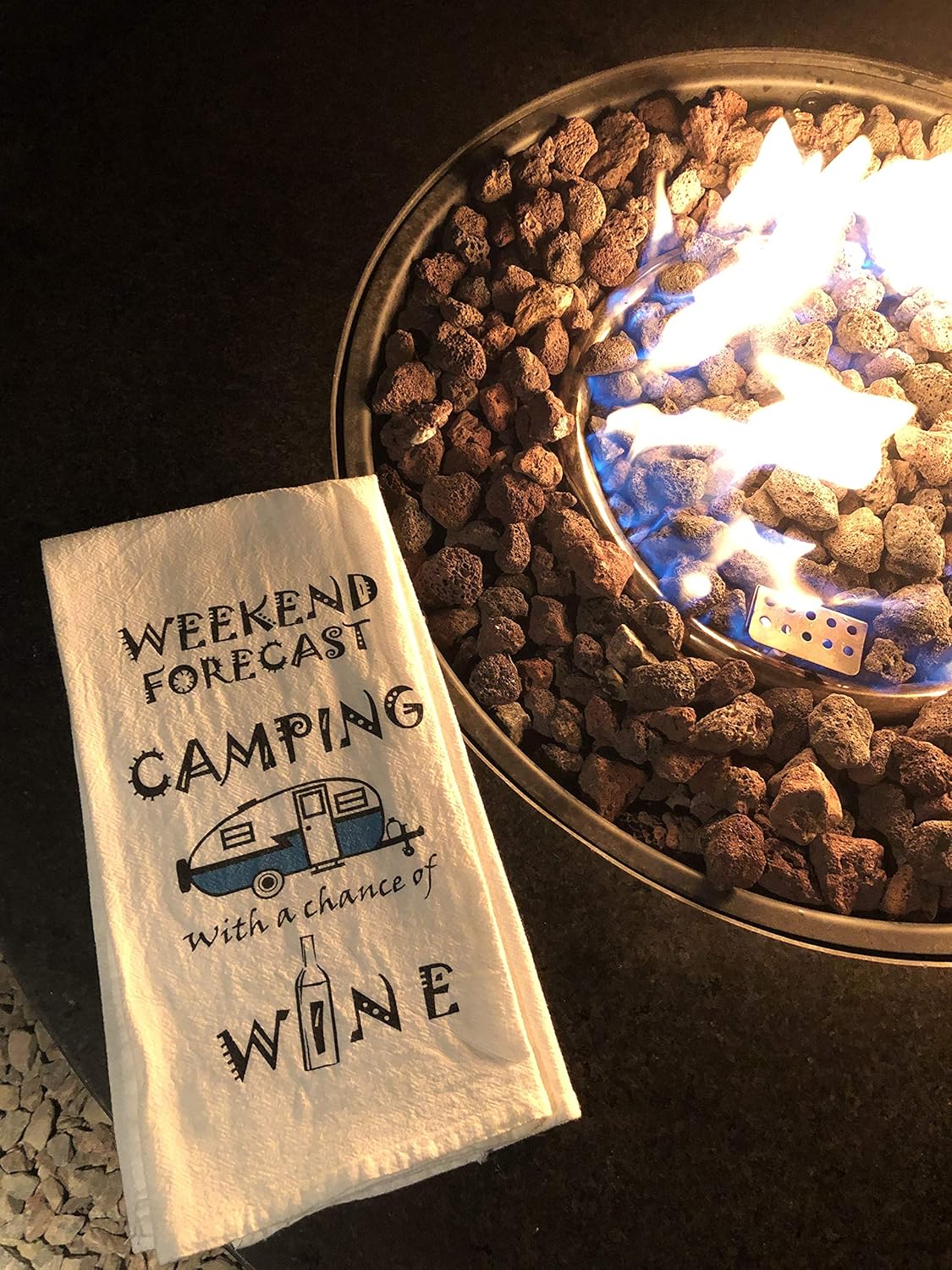 Camper Wine Stopper Bundle Set - Camper RV Wine Stopper Bottle Topper, Camping Kitchen Towel, and Professional Corkscrew Vintage Camper Décor - Wine Bottle Stopper Bundle Set