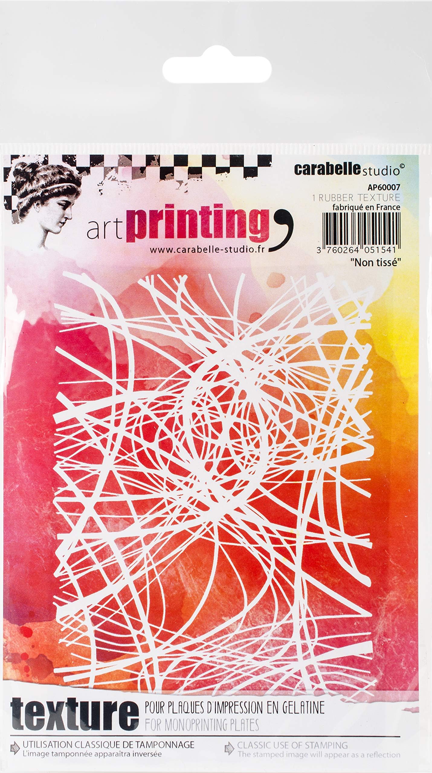 Carabelle Studio Art Printing Rubber Texture Stamp, Non Woven, Rectangle for Gel Monoprint Plates, Multi-Colored, One Size