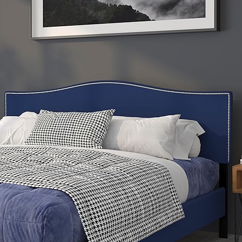 Miniatura 21 de Flash Furniture Bedford - Cabecero de cama doble tapizado con ribete de uñas en tela beige Blanco,Negro -,Marrón