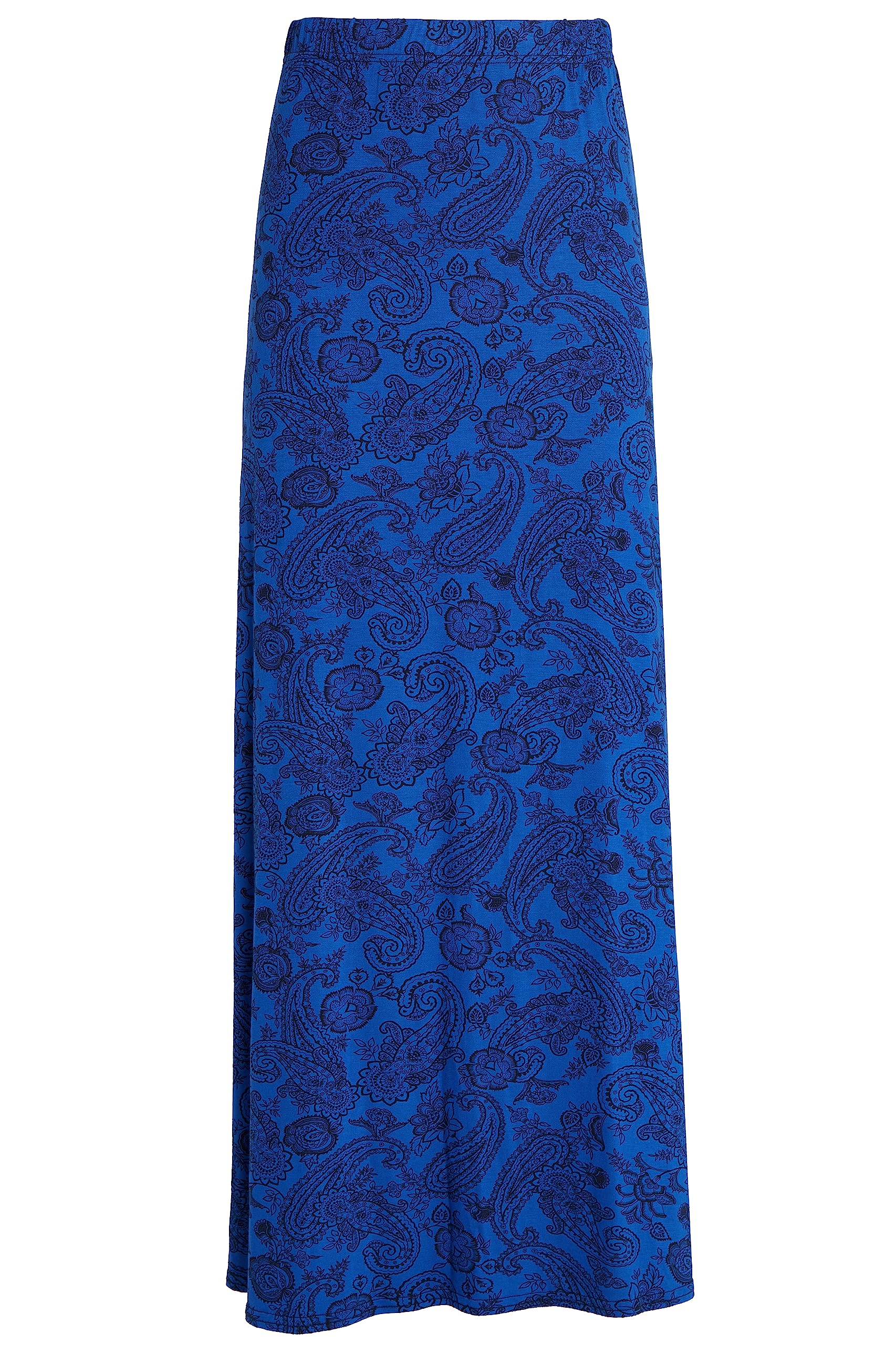 WearAll Women's Paisley Print 70S Boho Stretch Long Maxi Skirt Pasiley Royal 16