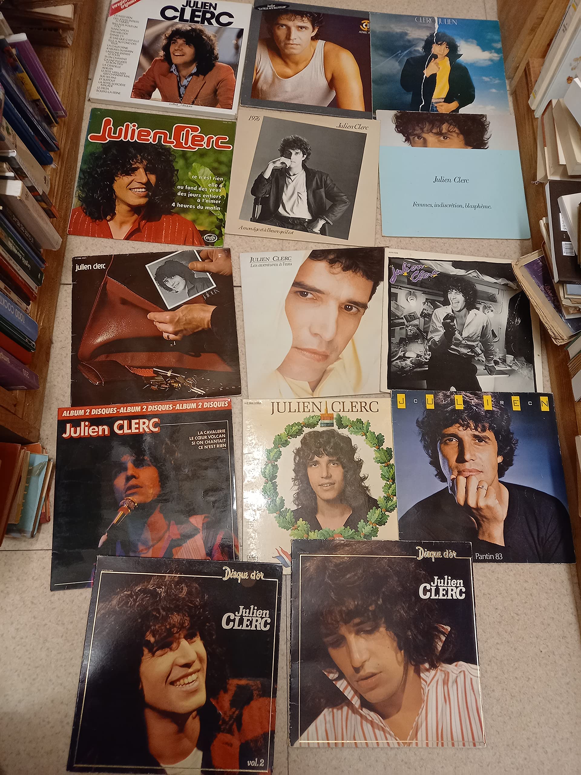 Lot de 17 disques vinyle 33 tours de Julien Clerc