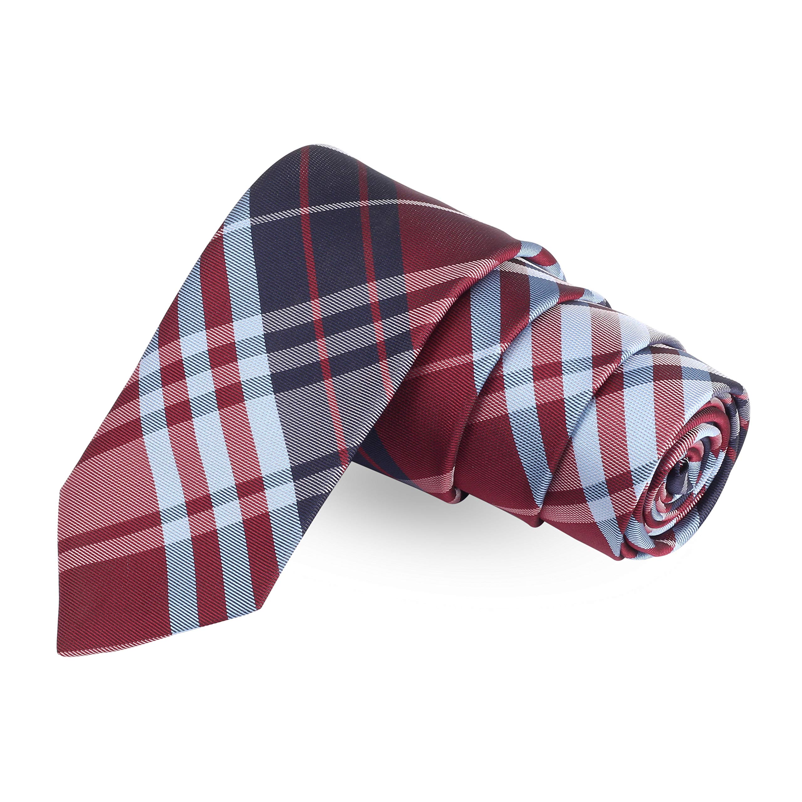 peluche Foxy Checks Red Colored Microfiber Necktie For Men-picture-35