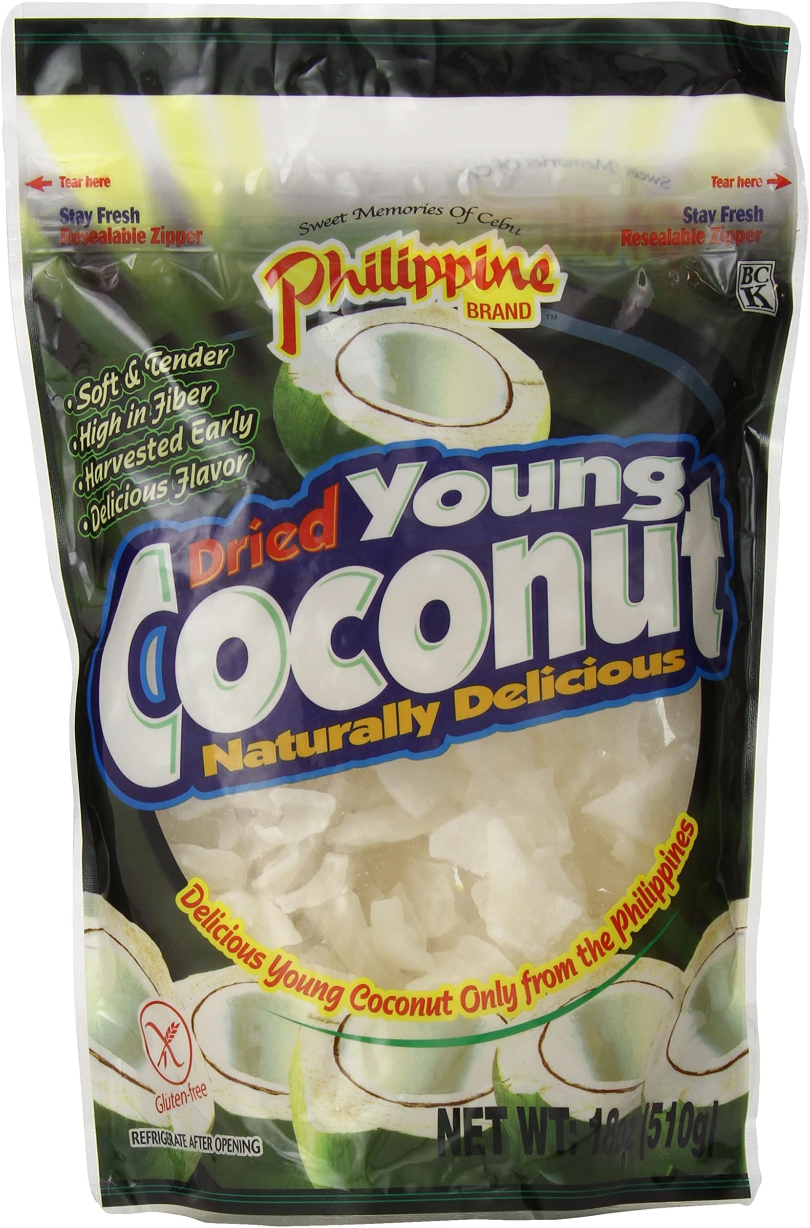- Philippine Brand Dried Young Coconut Snacks, 18 Ounce