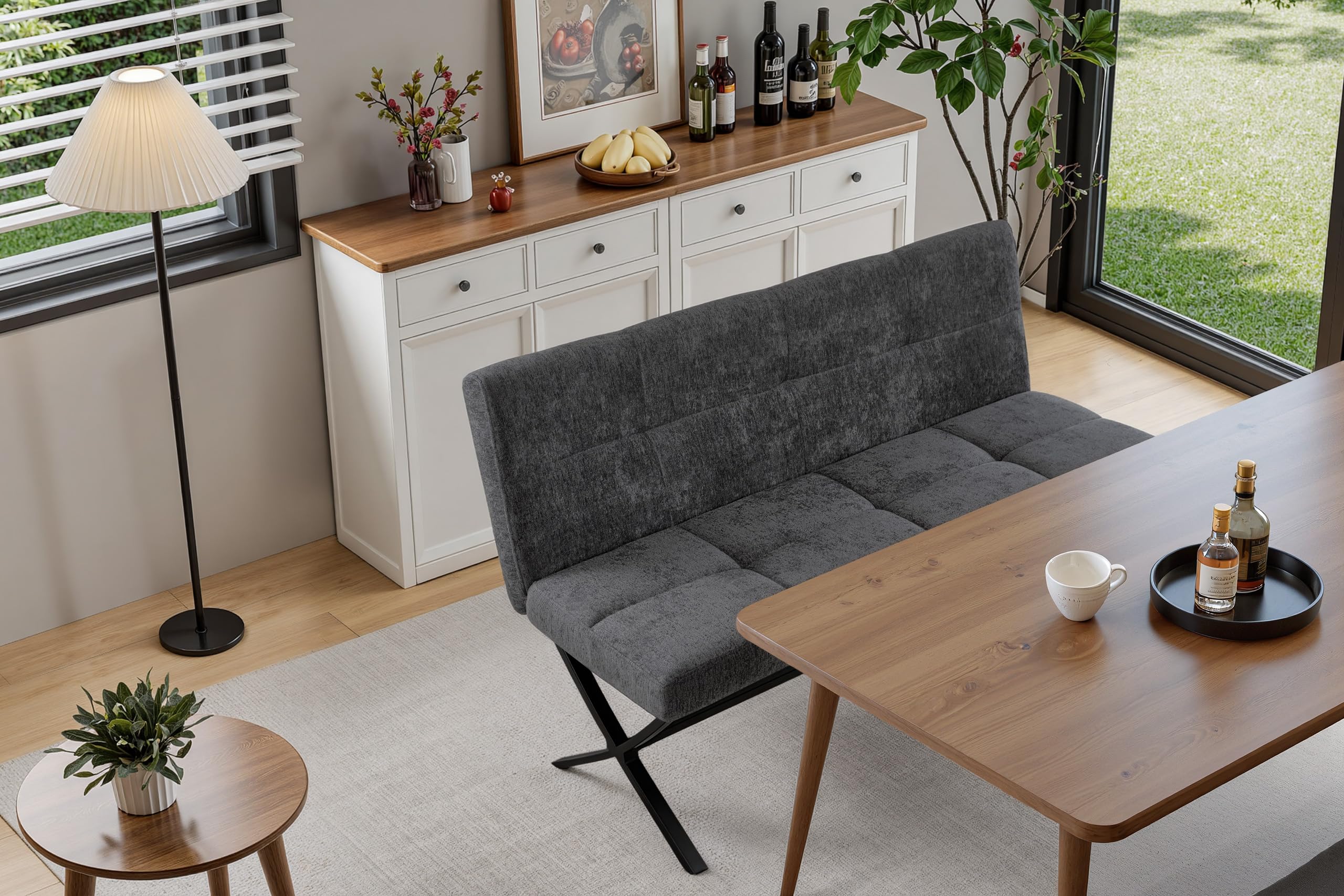 Bekrvio Banc de salle à manger en velours - 140 cm - Style industriel moderne - Avec pieds en métal solides - Banc rembourré de 11 cm d'épaisseur - Pour table à manger, cuisine, couloir