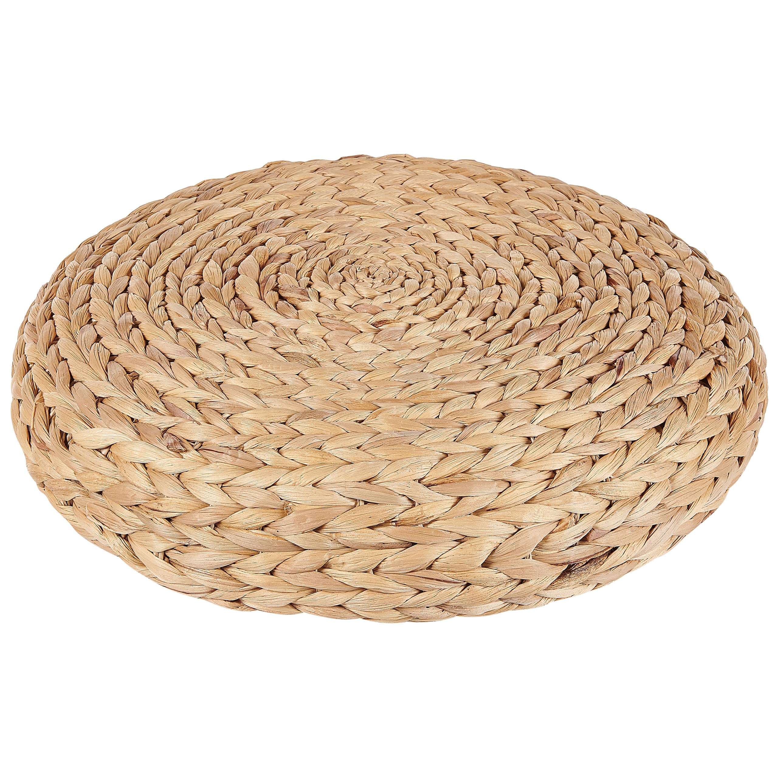 Beliani Cuscino da pavimento giacinto d'acqua naturale 40 x 40 x 10 cm pouf rotondo boho