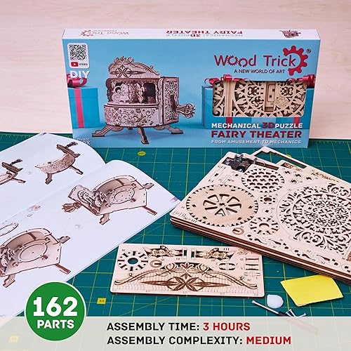 Miniatura 5 de Wood Trick Fairy Theater Happy Birthday - Kit de caja de música de madera con personajes de hadas, manivela, rompecabezas de madera 3D para adultos