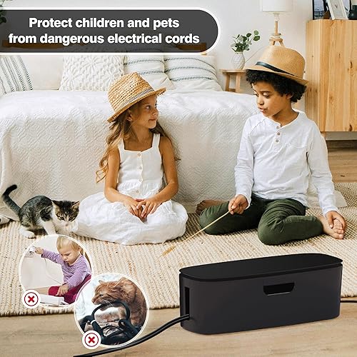 Miniatura 5 de Caja organizadora de cables, caja organizadora de cables grande para ocultar la regleta de alimentación y debajo del escritorio, caja organizadora