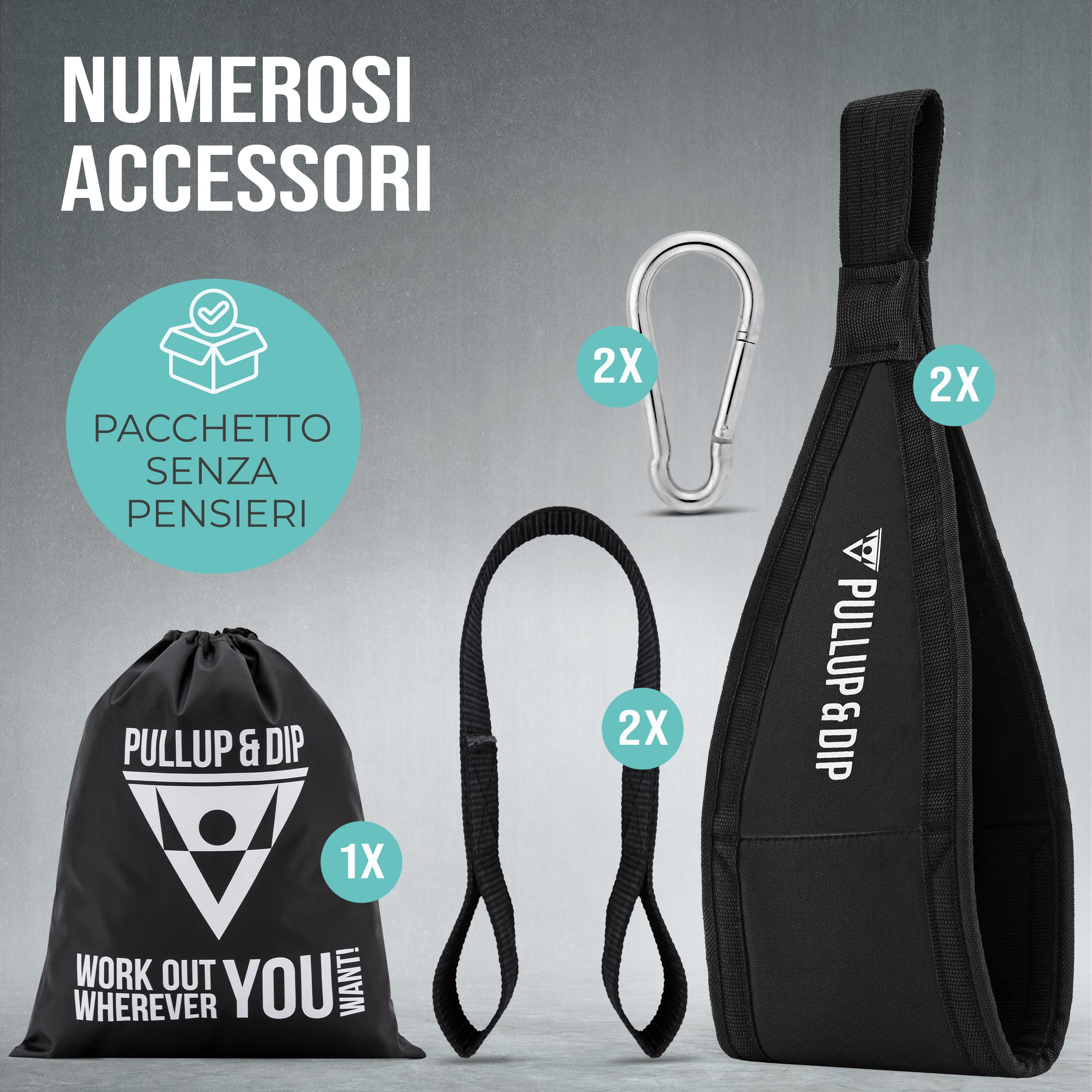 PULLUP & DIP Cinghie Addominali, Ab Straps Cinghia Addominale per Allenamento Addominali, Set di 2 Straps Addominali, Abdominal Slings per Barra Trazioni
