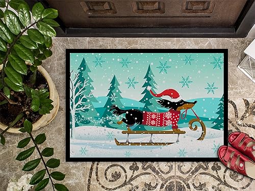 Miniatura 3 de Caroline's Treasures VHA3030JMAT Felpudo de perro salchicha con texto en inglés "Merry Christmas", 24 x 36 pulgadas, para interiores y exteriores,