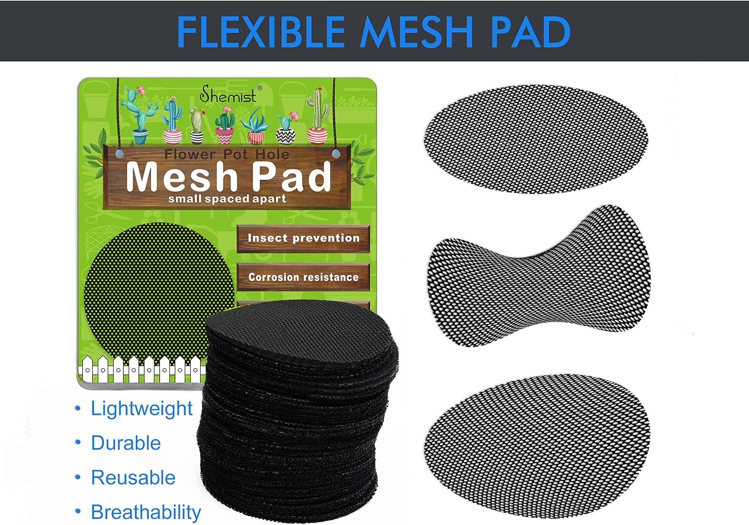 shemist 100PCS Pot Hole Mesh Pad, Small Spaced Apart Mat Mesh, Plant Drainage Screens Gasket, Round Drainage Mesh Hole Screens Keep Soil from Flowing Away, 2 Inch