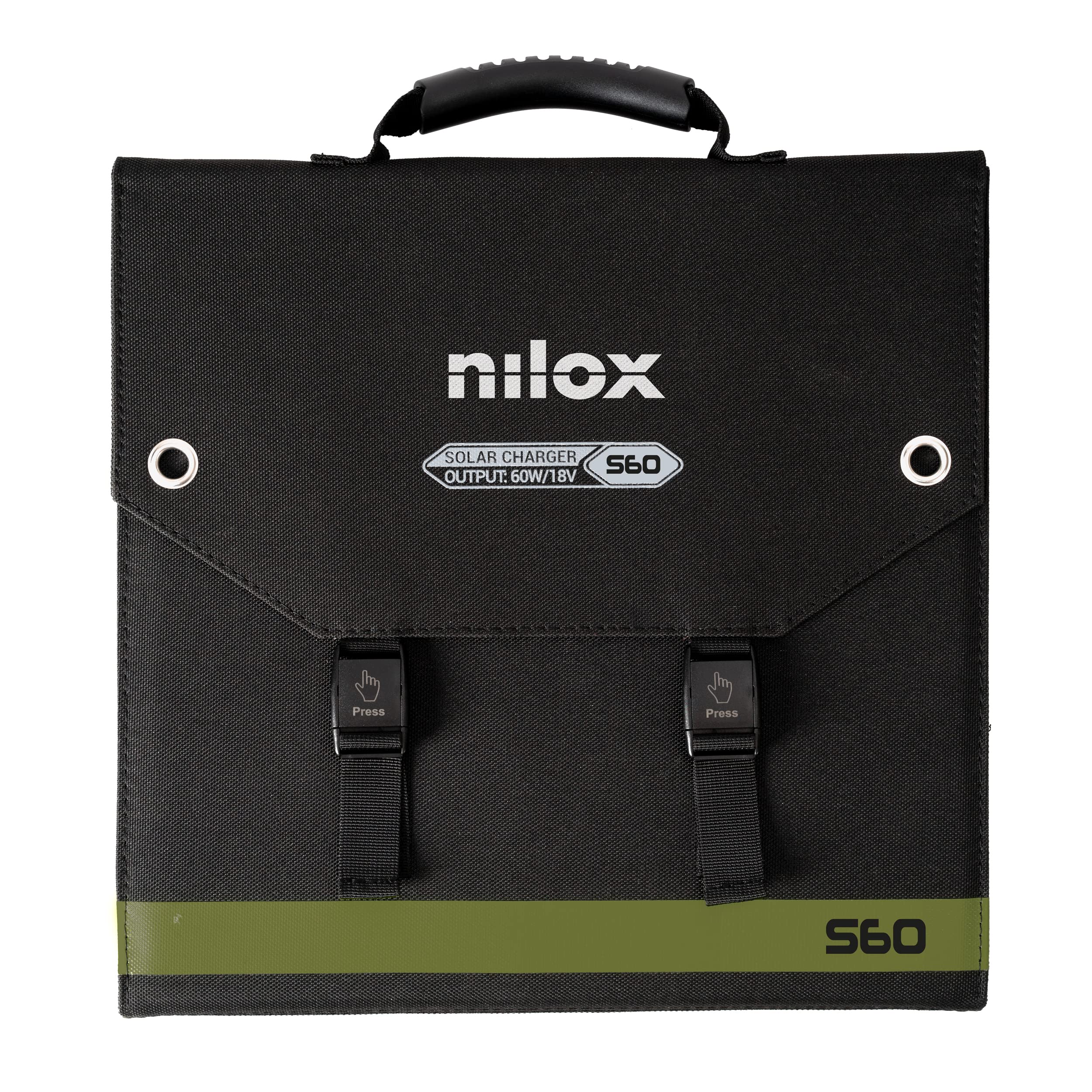 Nilox, Panele słoneczne S60, monokrystaliczny panel fotowoltaiczny o mocy 60 W do wycieczek i użytku domowego, ładowania urządzeń 5V, stacji zasilania i urządzeń gospodarstwa domowego, jeśli jest