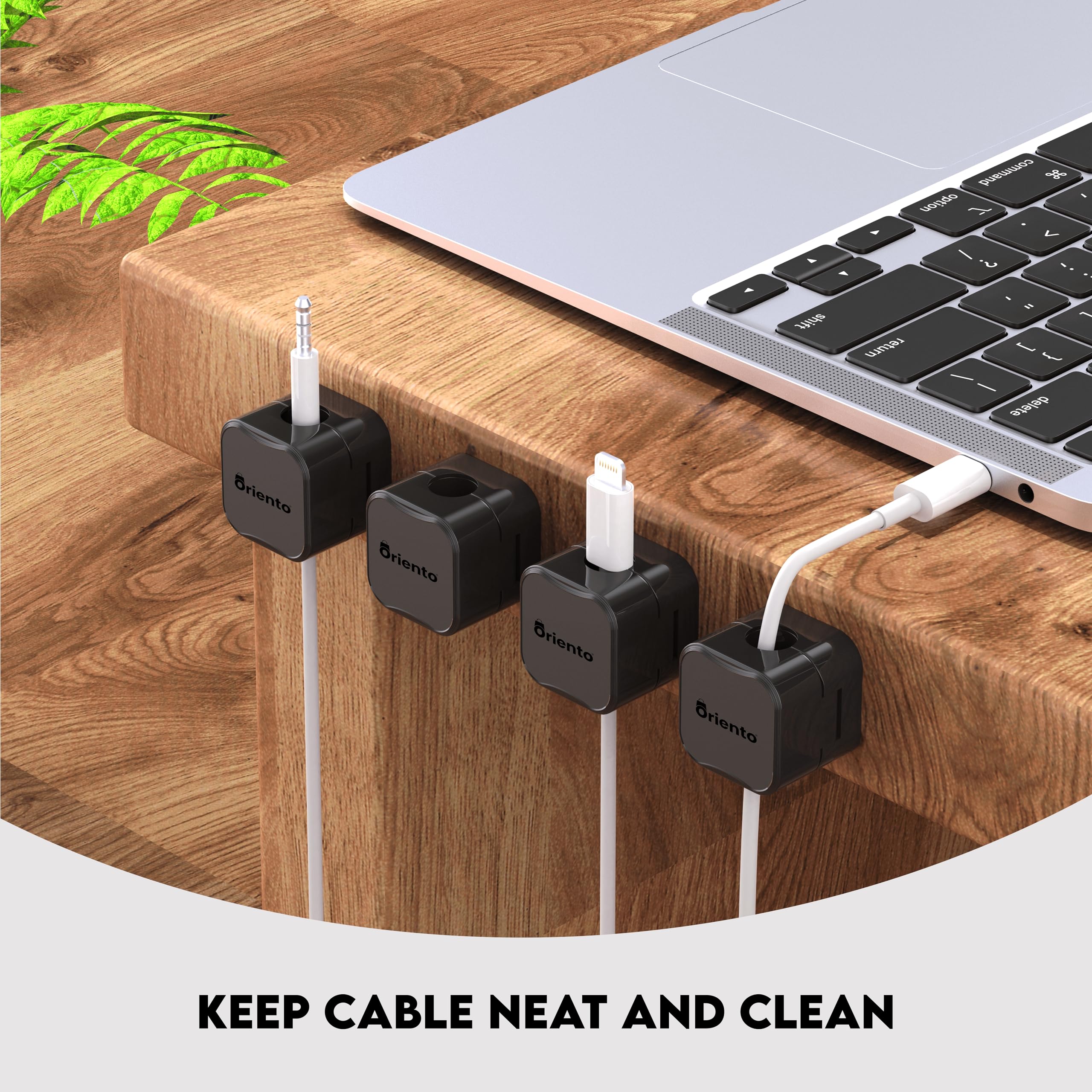 18 Clip Magnetiche Per Cavi - Organizer Regolabile Per USB, HDMI, Telefono - Per Scrivania, Auto, Ufficio - Nero - 2
