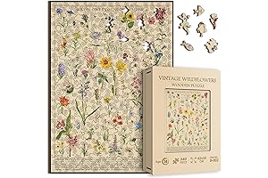 Vintage Wooden Wildflowers Puzzle for Adults: A Botanical Exploration