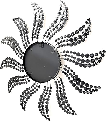 Miniatura 5 de MEIDA Espejo de baño de pared grande de 27 pulgadas, espejo de tocador con marco de metal negro con impresionantes gemas reflectantes alrededor del