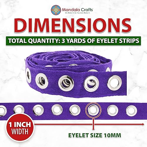 Miniatura 55 de Mandala Crafts The Yard - Cinta de ojales de color azul marino para corsé de ropa, 3 yardas de 0.315 in, cinta de ojales de acero inoxidable Cinta