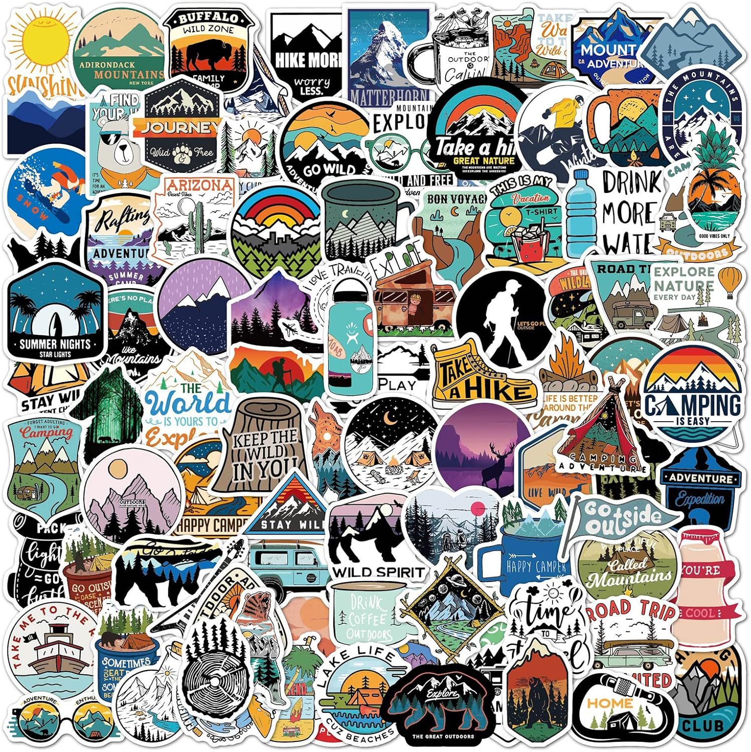 Amazon.com: 100Pcs Outdoor Adventure Trekking Themed Stickers Stickers