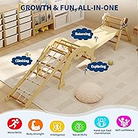 Vista 7 de PeakPursuit Juguetes de escalada 4 en 1 para niños pequeños con rampa, arco y escalera, juego de triángulos Pikler con construcción de madera, juego