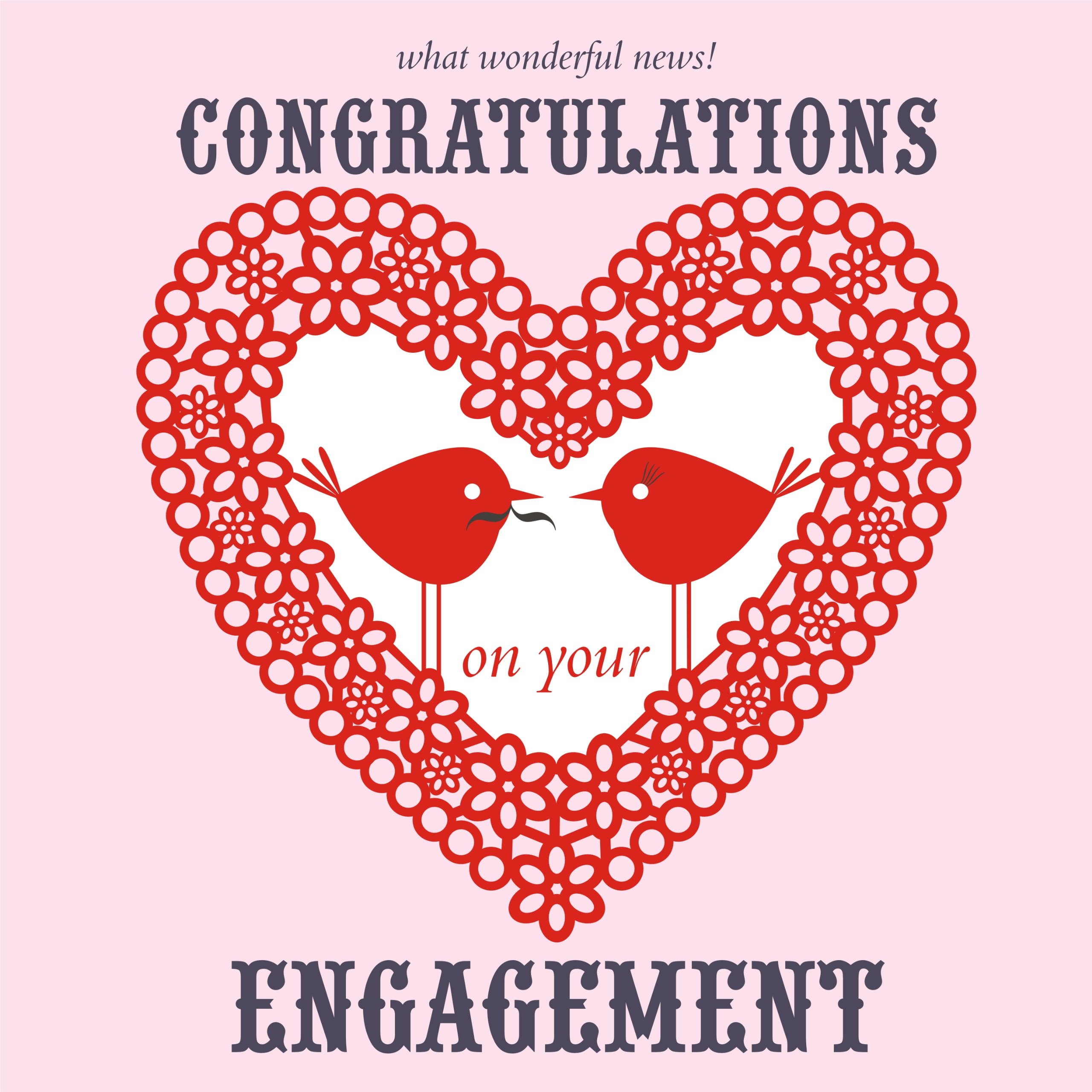 Claire Giles Greeting Cards, Wedding Engagement Card, Heart and Love Birds Design Congratulations on Your Engagement Greeting Card