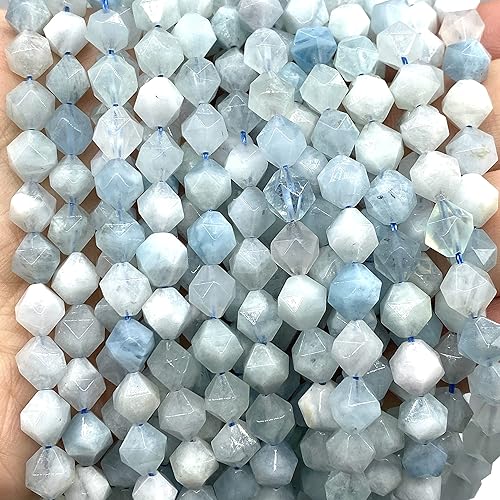 Miniatura 4 de ABCGEMS - Cuentas de aguamarina brasileña (una técnica de corte fascinante que ilumina el brillo de cada cuenta como estrellas en el cielo