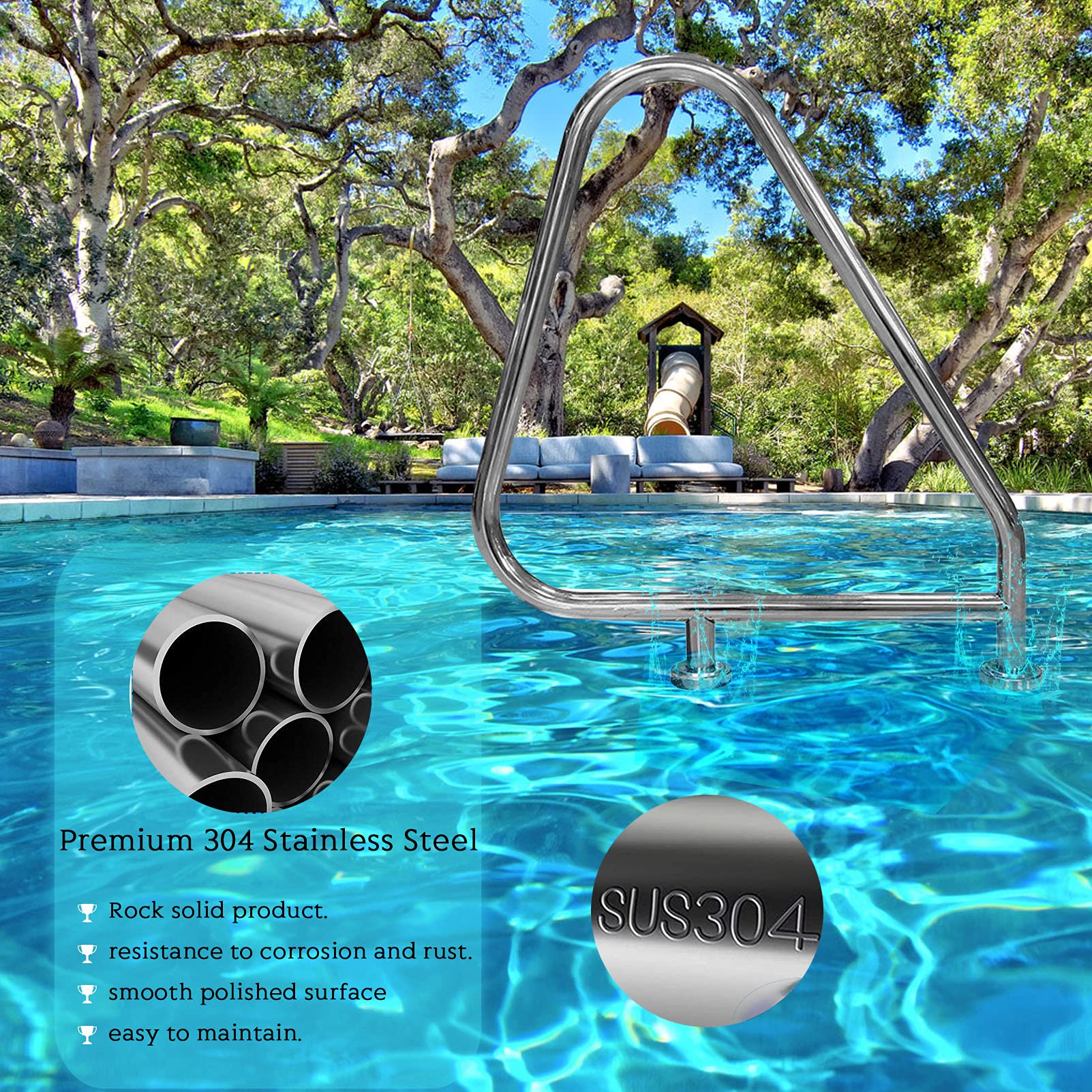 Pasamanos para Piscina, Pasamanos de Seguridad para Piscina de Verano