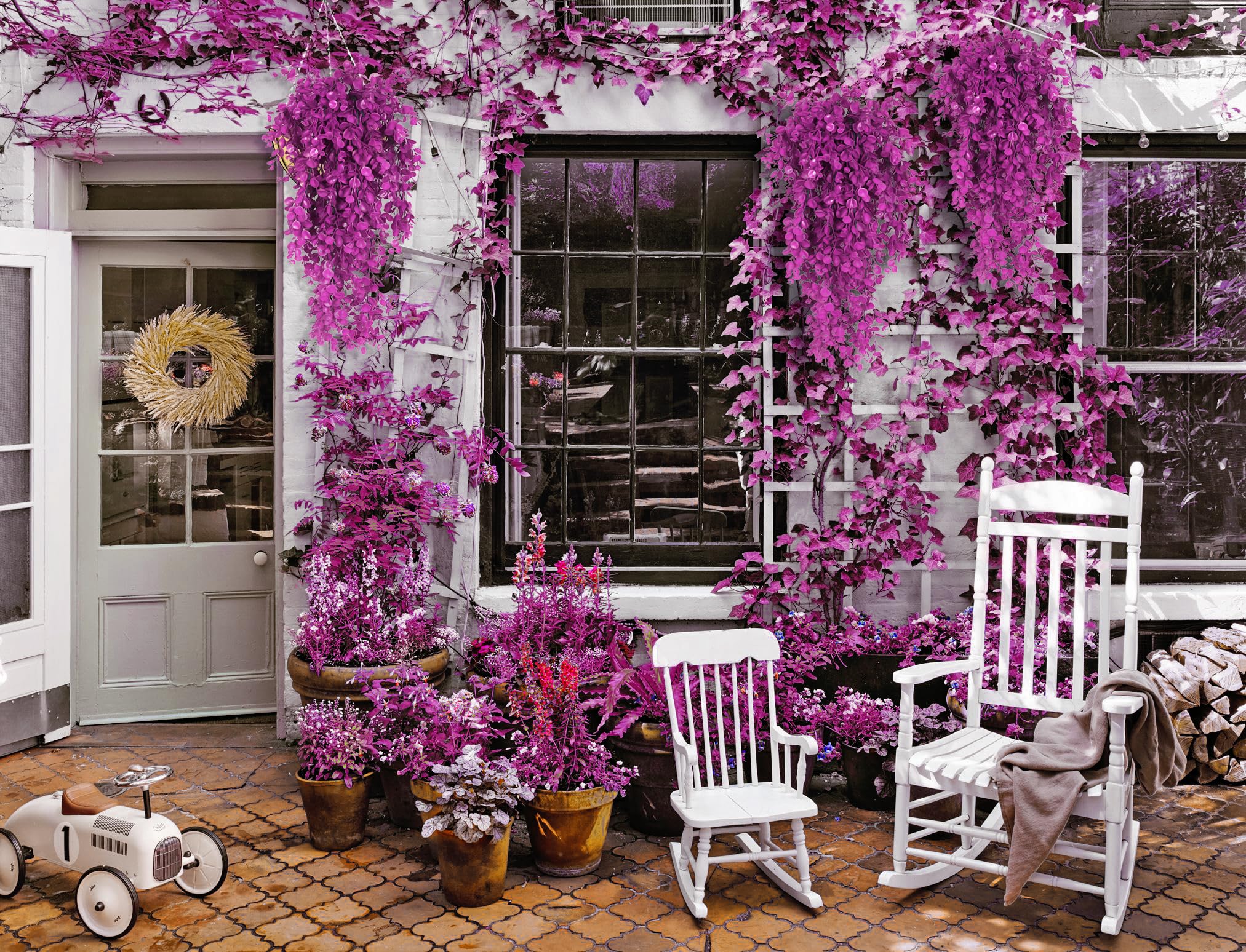 RECUTMS Artificial Hanging Plants 4Pcs Faux Eucalyptus Leaves Fake Plant Indoor Outdoor Home Decor Faux Greenery for House Room Garden Wall Patio Office Shelf Eucalyptus Decoration(Pure Fuchsia) - Image 3