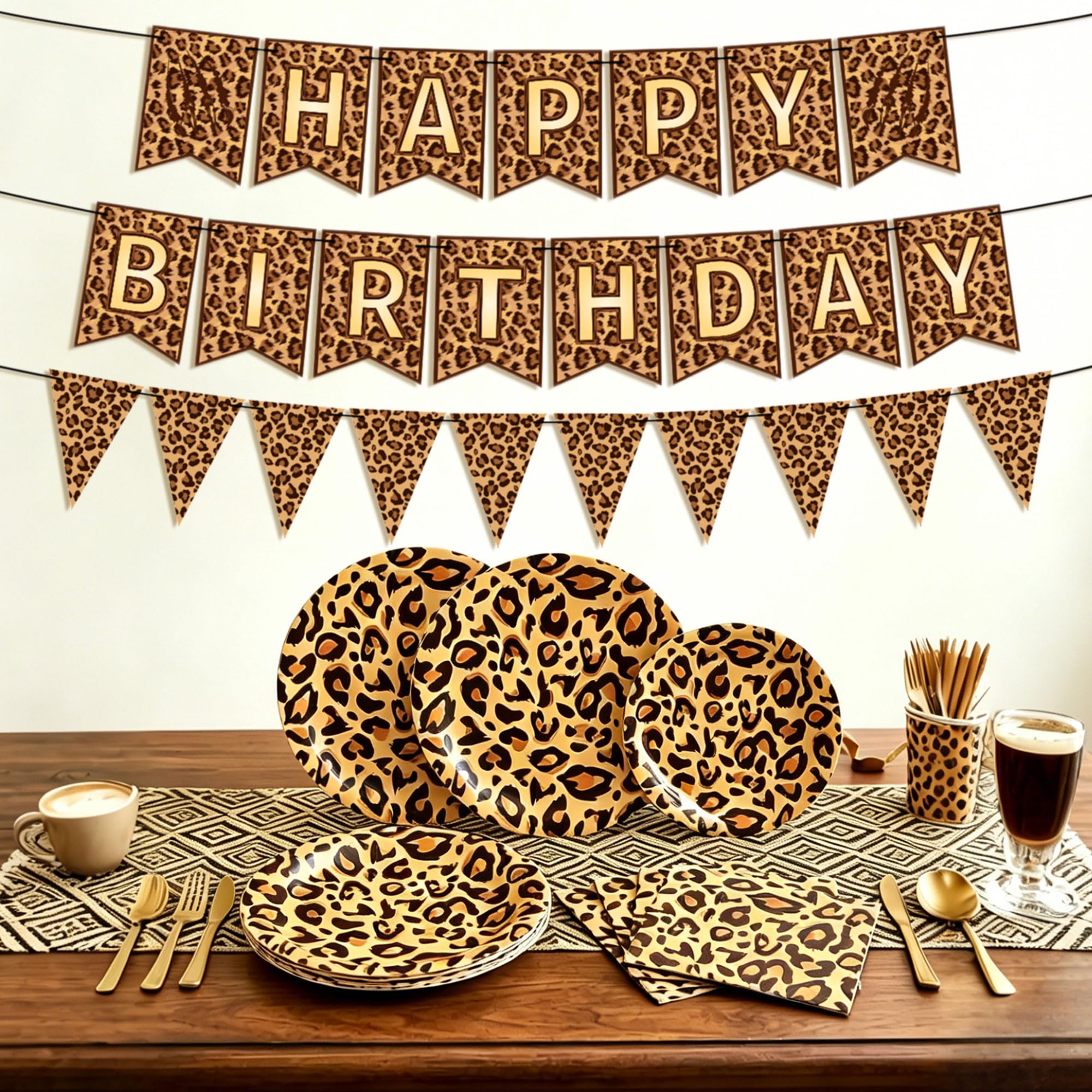 37PCS Leopard Print Party Supplies Cheetah Print Party Decorations