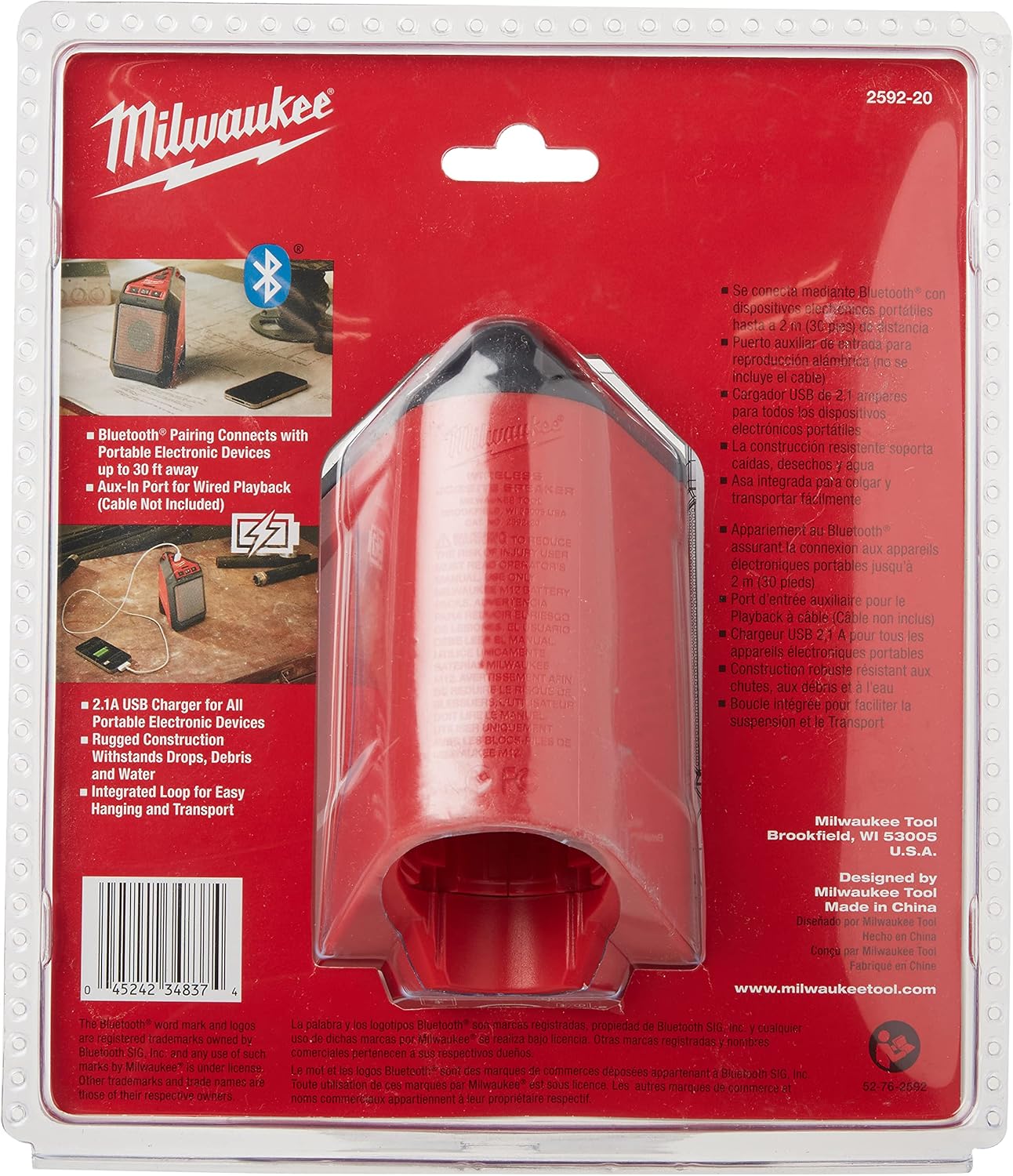 Milwaukee 2592-20 M12 Wireless Jobsite Speaker