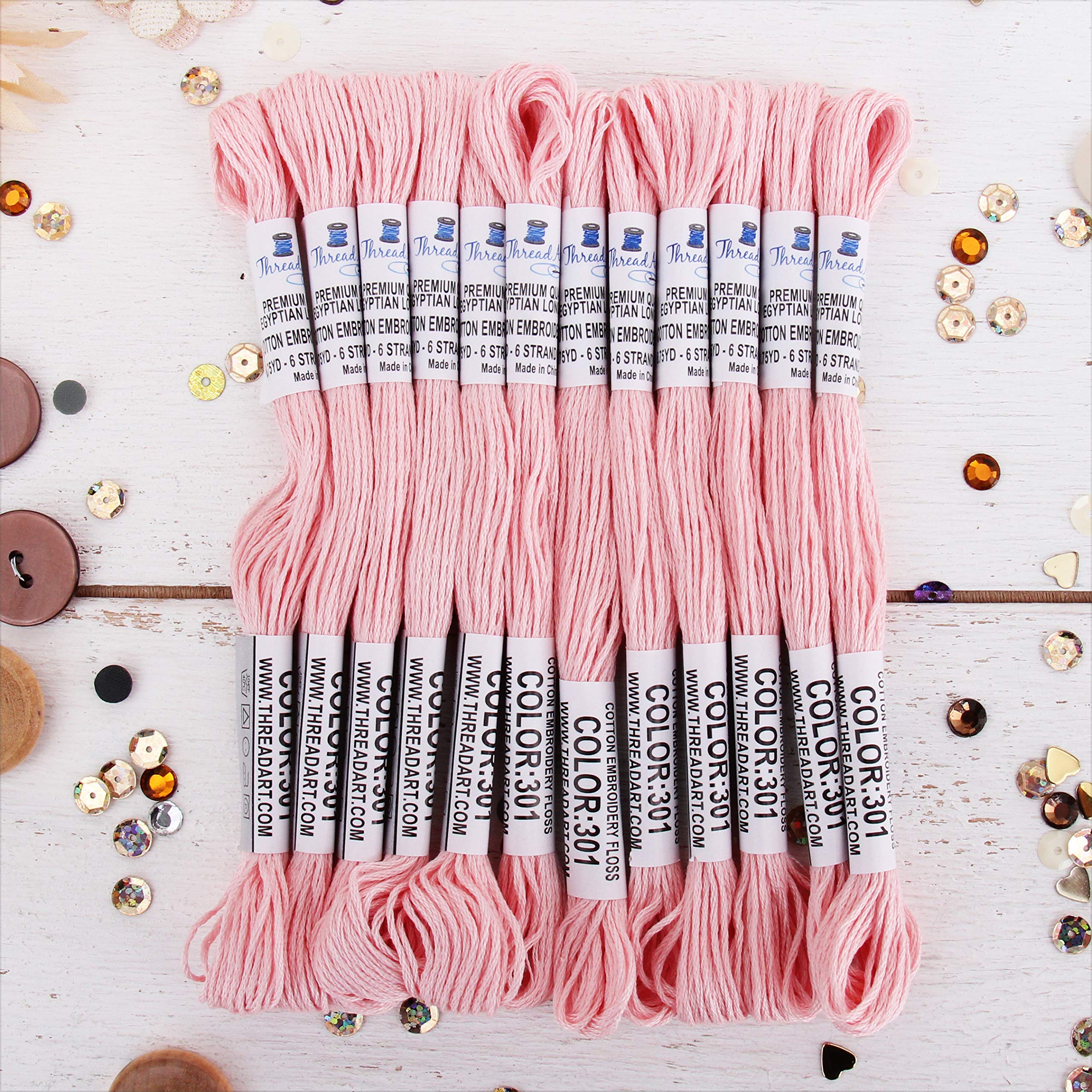 12 Skeins ThreadArt Cotton Embroidery Floss, Very Light Pink