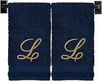 Vista 37 de Toallas de mano beige para baño, monogramadas, toallas turcas de algodón de lujo, bordadas en Estados Unidos, juego de 2, elige el color y la letra