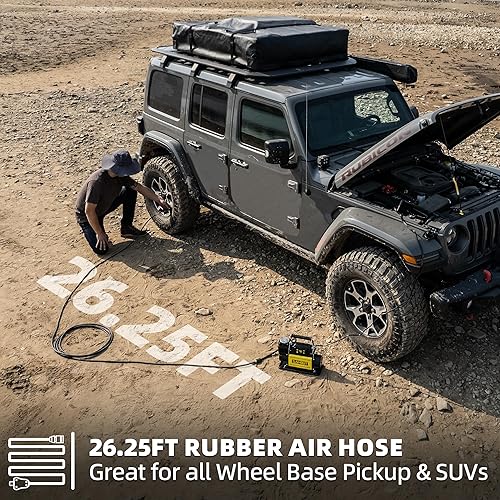 Miniatura 6 de SMAOUT - Compresor de aire digital de 12 V, inflador portátil para todo terreno 7.06 CFM, bomba de aire máximo 150 PSI para neumáticos de alta