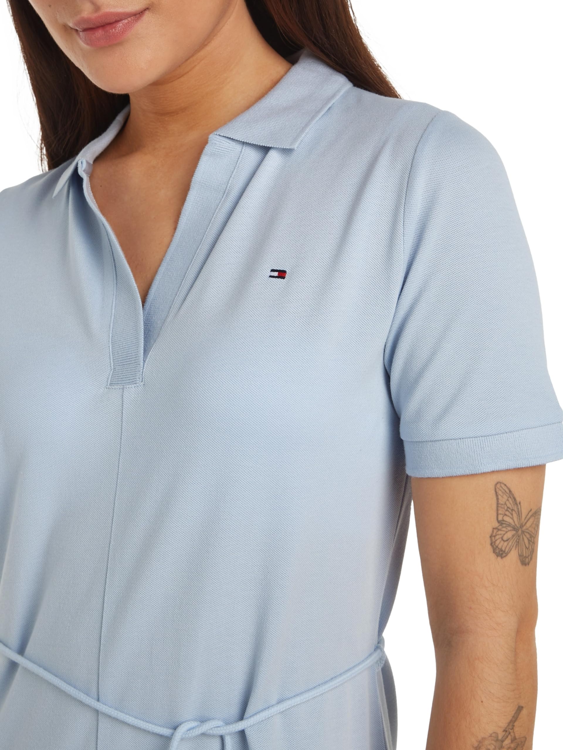 Tommy Hilfiger Donna Abito a Polo Midi Dress Maniche Corte