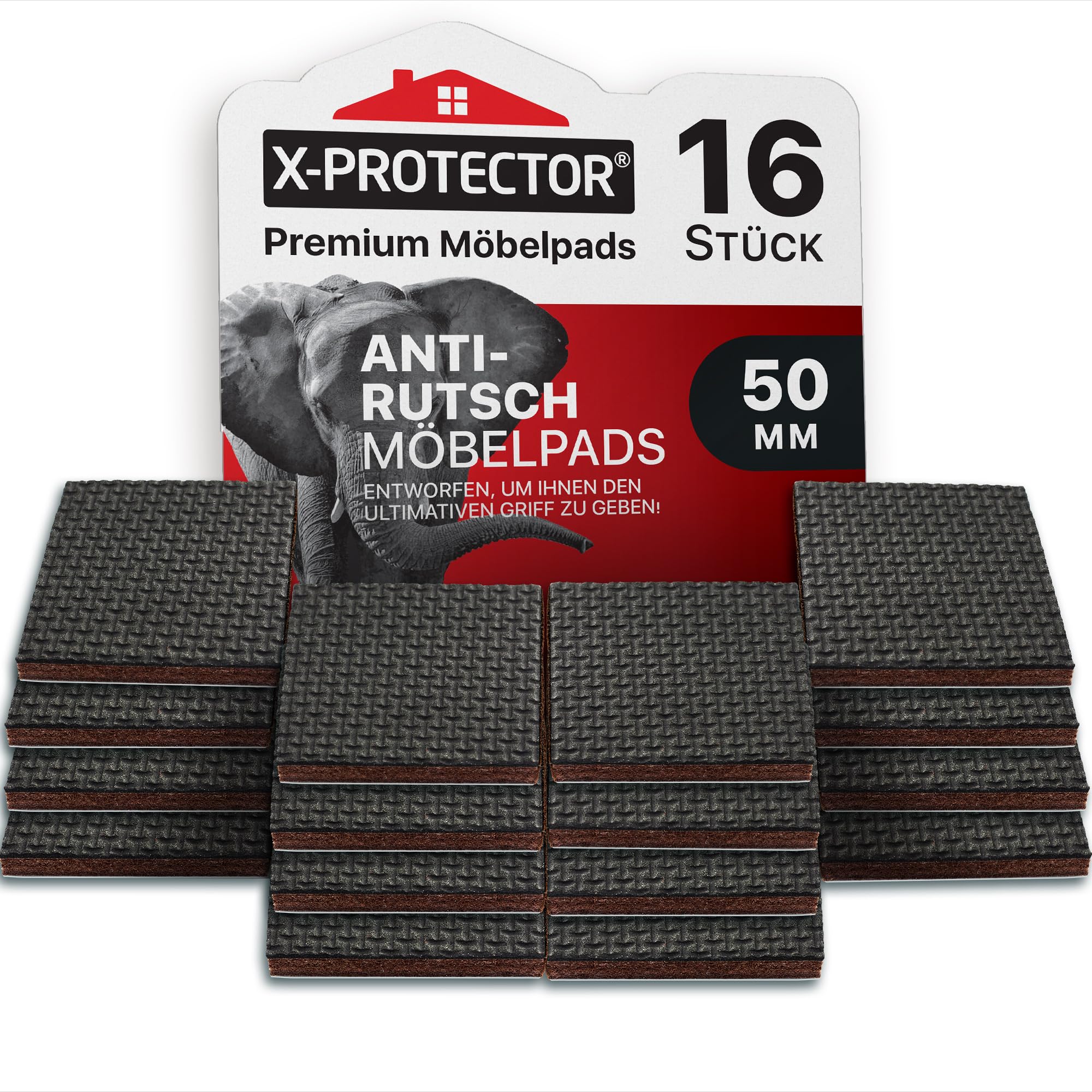 X-Protector Antirutsch Pads 16 Stück 50 mm - Antirutsch Gummi Selbstklebend - Rutschhemmer für Möbel - Anti-rutsch Gummi - Antirutschpads für Möbel!