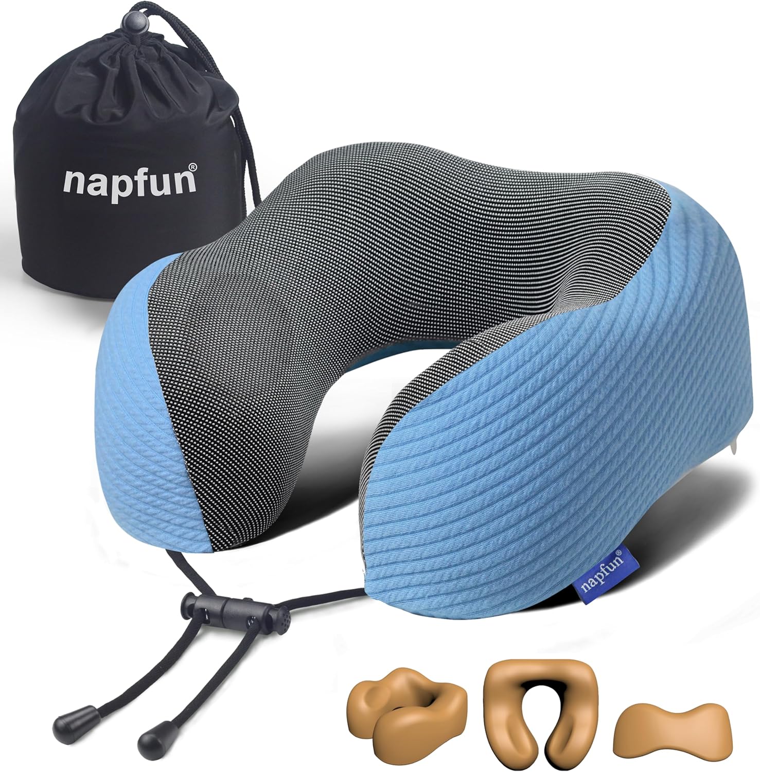 napfun Neck Pillow for Traveling, Upgraded Travel Neck Pillow for Airplane 100% Pure Memory Foam Travel Pillow for Flight Headrest Sleep, Portable Plane Accessories, Pink