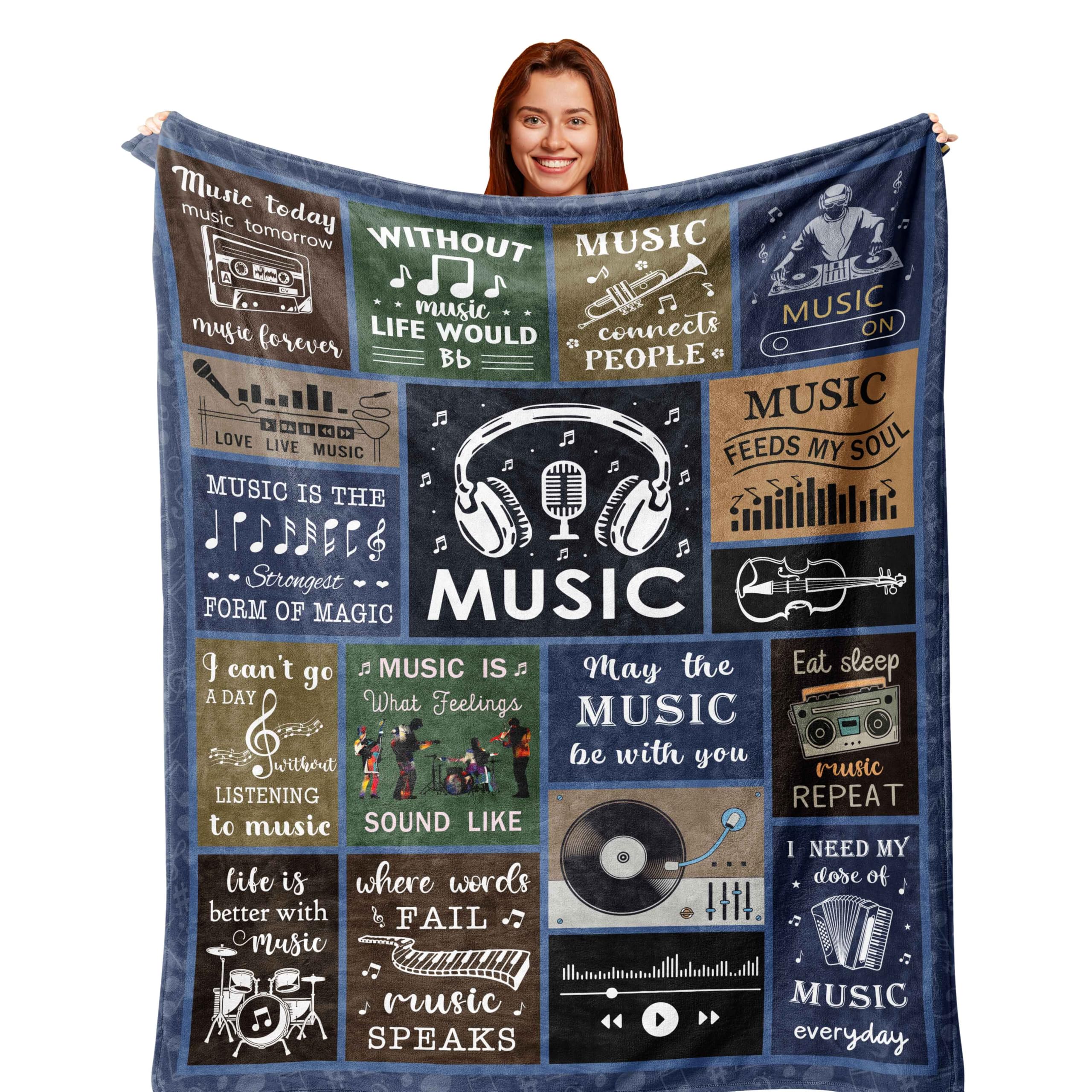 Unique Music Gifts for Men/Women, Music Lovers Gifts for Musician/Music Teacher, Funny Music Themed Decor/Stuff/Accessories, Sound of Music Blanket 60x50in