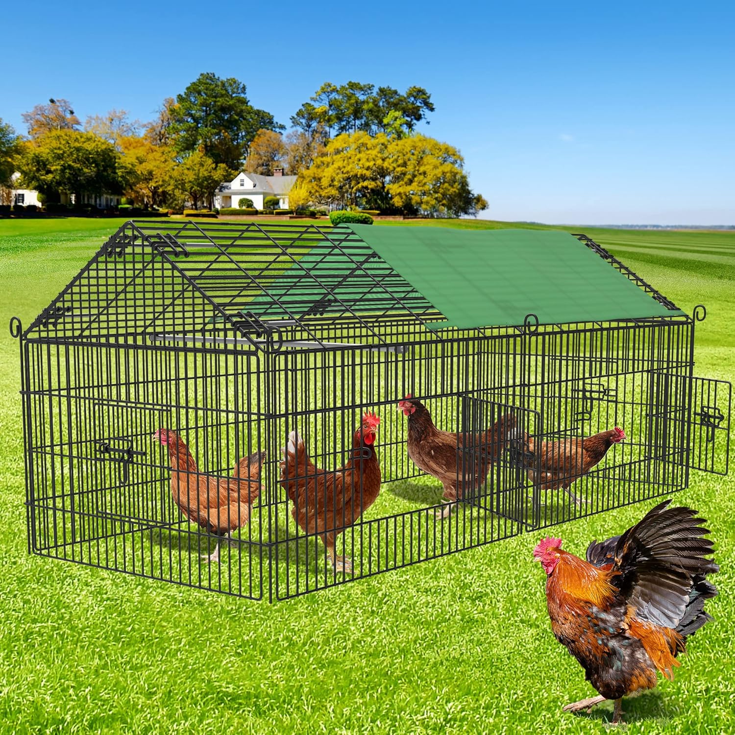 YITAHOME Metal Chicken Coop, Large Chicken Run Rabbit