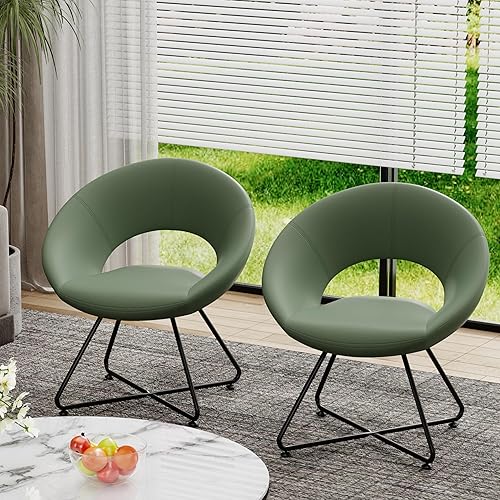 Alunaune Juego de 2 sillas tapizadas giratorias de terciopelo para sala de estar, sillas modernas para sofá individual, silla de escritorio pequeña