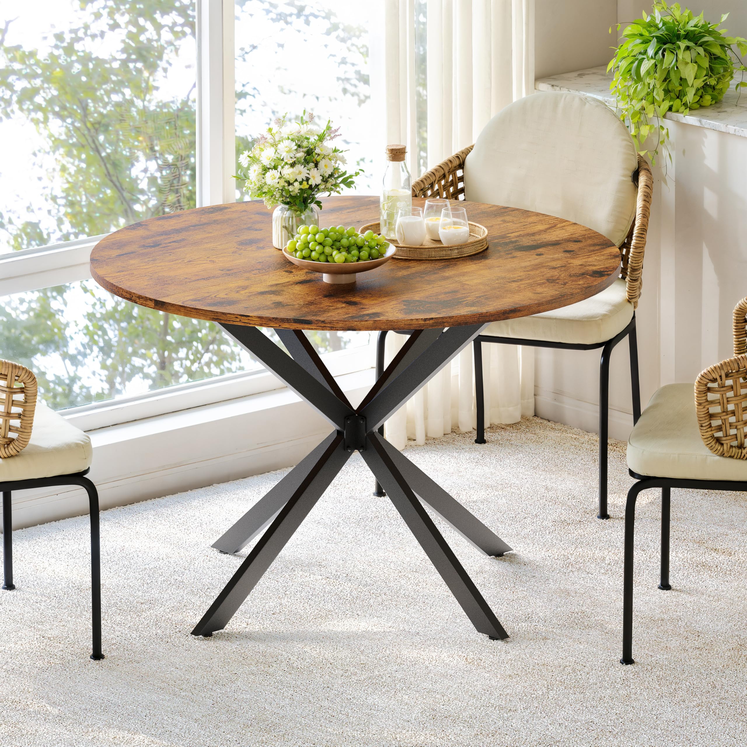 Table à manger gain de place ronde de 120 cm pour accueillir vos invités sans encombrer