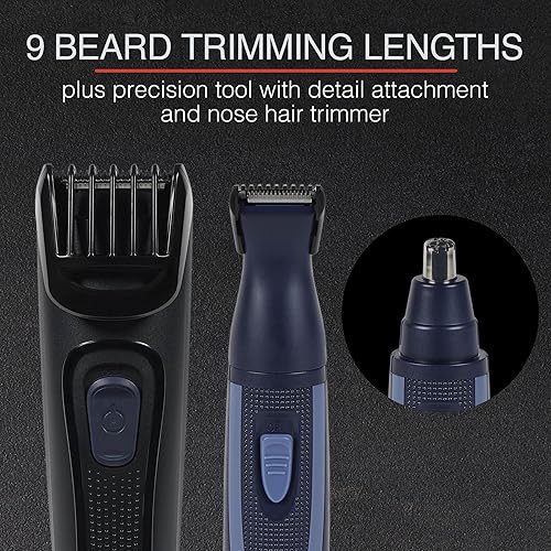 Miniatura 4 de Remington Kit de recortadora de barba recargable para bigotes, pelo de nariz y detalles ligeros y aseo con recortador de nariz con batería adicional
