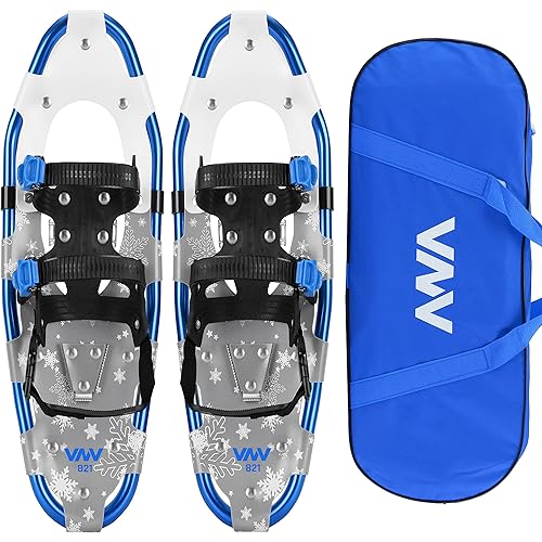 VNV Snowshoes New 2021 Snowflake Series for Men Women Youth Kids, Lightweight Aluminum Alloy All Terrain Snow Shoes with Adjustable Ratchet Bindings with Carrying Tote Bag ,14"/21"/ 25"/27"/ 30"