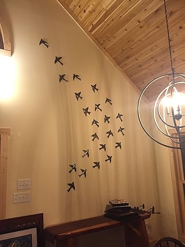 Miniatura 7 de Juego de 5 pájaros decoración de pared, bonitos pájaros voladores, para interiores y exteriores, hechas a mano, decoraciones de pared para sala de