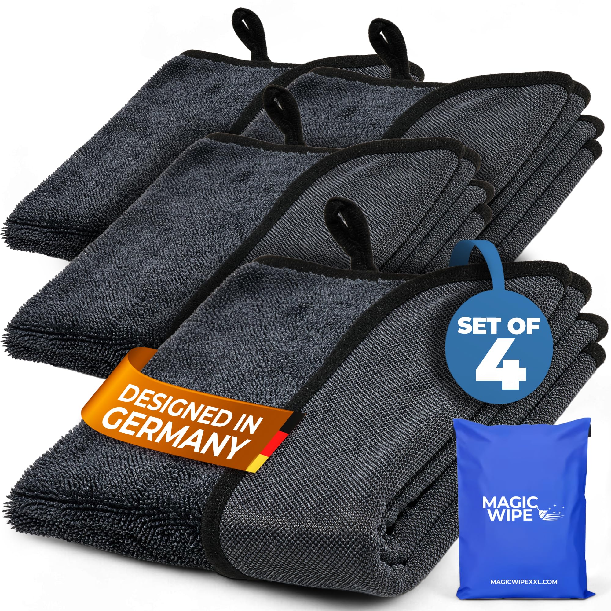 Kavalier Proclean Miracle Wipe - Set 5 Panni In Microfibra Blu 41x41 Cm 350 G/m² - Pulizia Professionale - 3